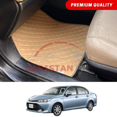 Toyota Corolla Axio Flat Style 7D Floor Mats Beige Stitch 2014-25