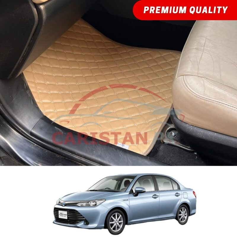 Toyota Corolla Axio Flat Style 7D Floor Mats Beige Stitch 2014-25