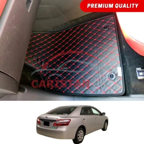 Toyota Premio Flat Style 7D Floor Mats Black With Red Stitch 2007-15
