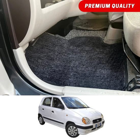 Hyundai Santro Premium Carpet Floor Mats Black Grey 2003-08