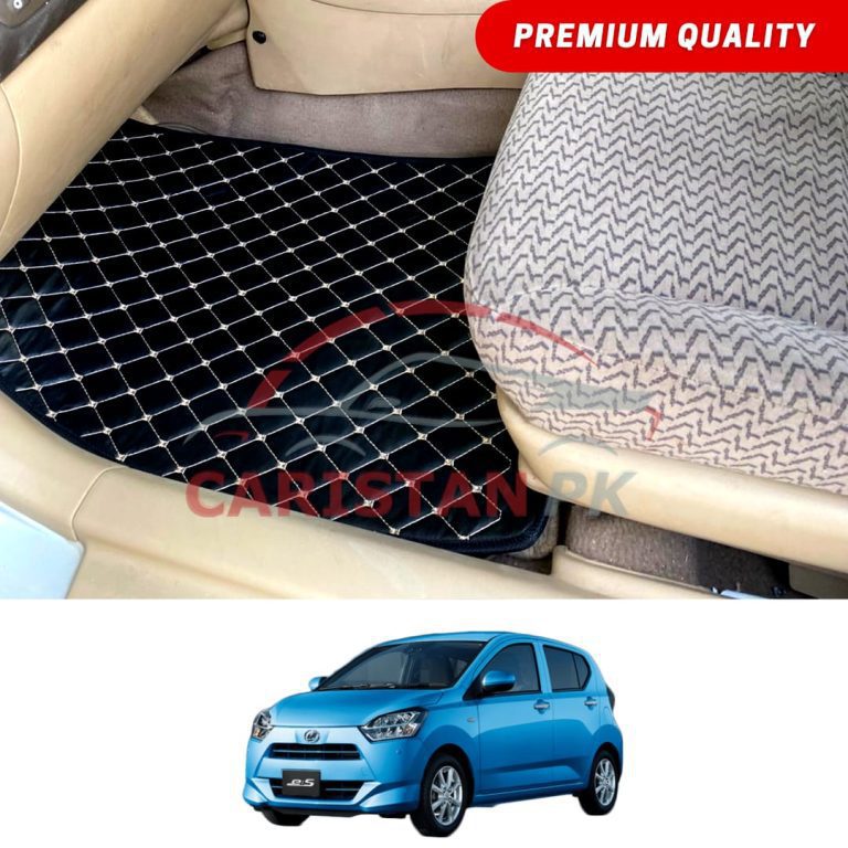 Daihatsu Mira Flat Style 7D Floor Mats Black With Beige Stitch 2017-23