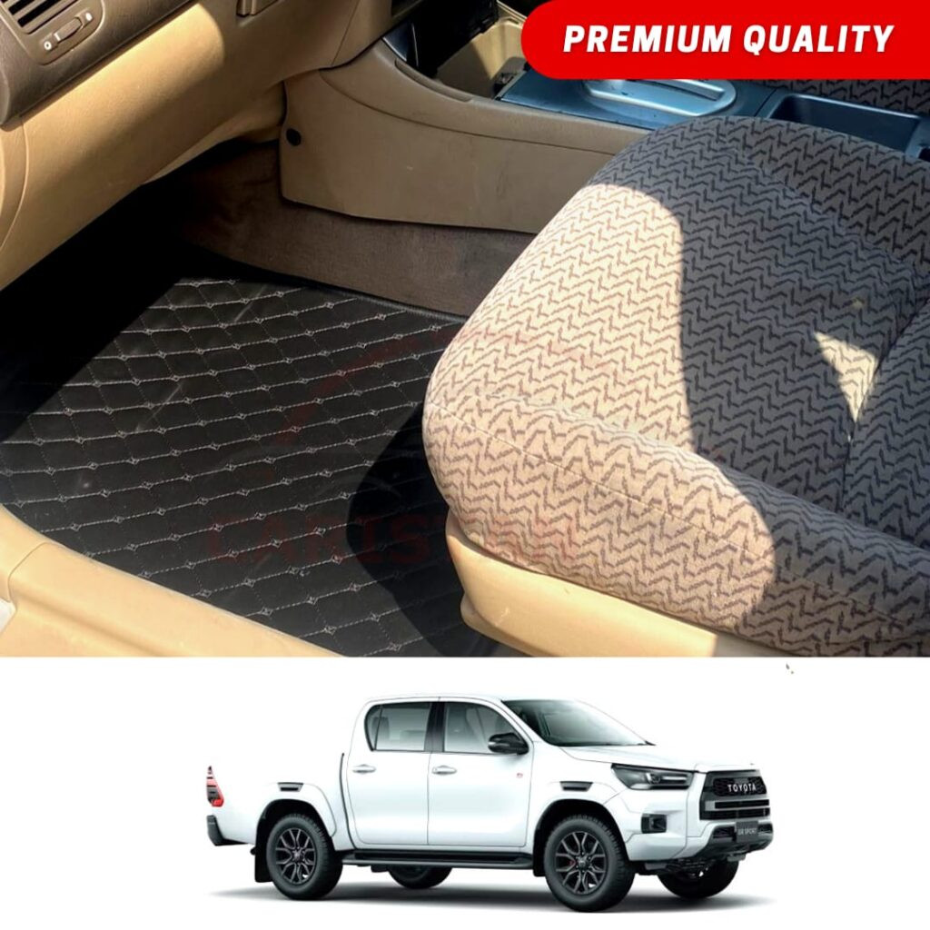 Toyota Hilux Revo Rocco Flat Style 7D Floor Mats Black