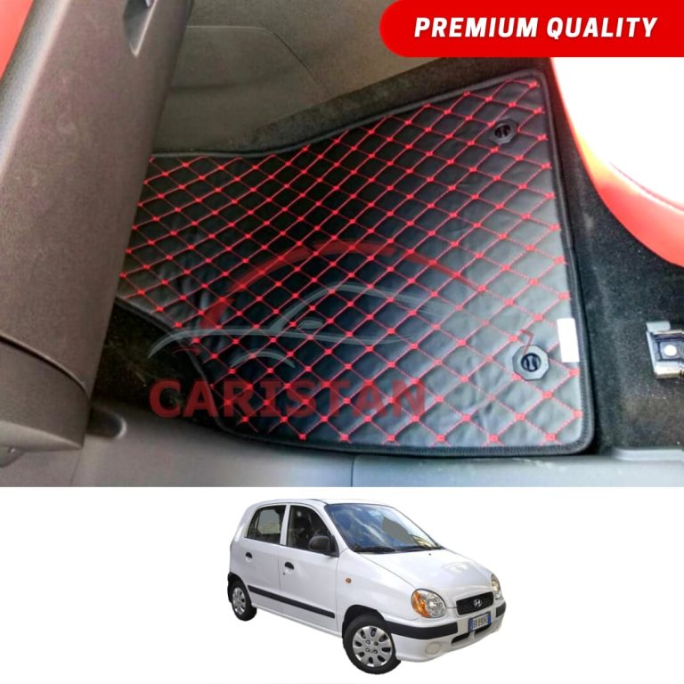 Hyundai Santro Flat Style 7D Floor Mats Black With Red Stitch