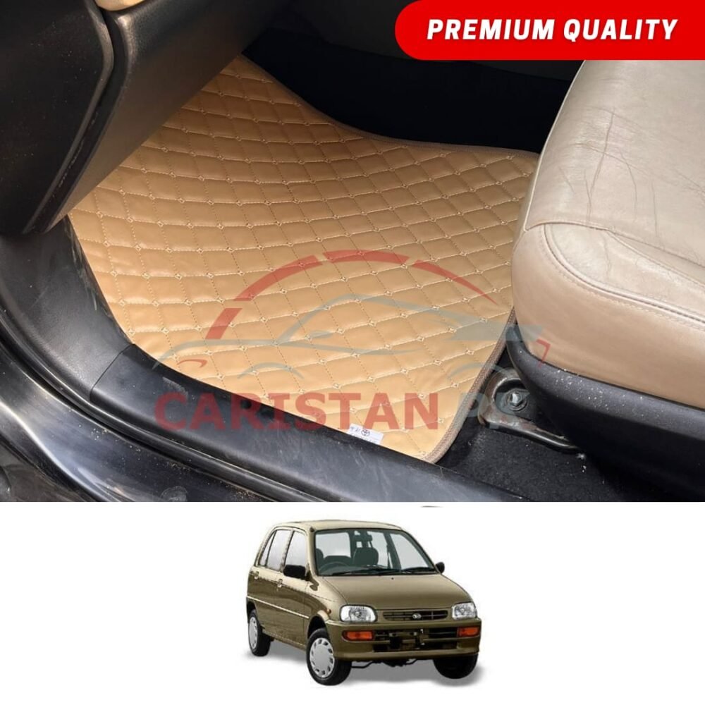 Daihatsu Cuore Flat Style 7D Floor Mats Beige Stitch