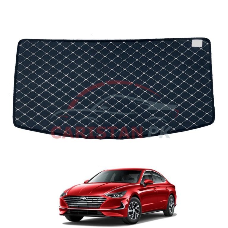 Hyundai Sonata 7D Trunk Protection Mat Black With Beige Stitch