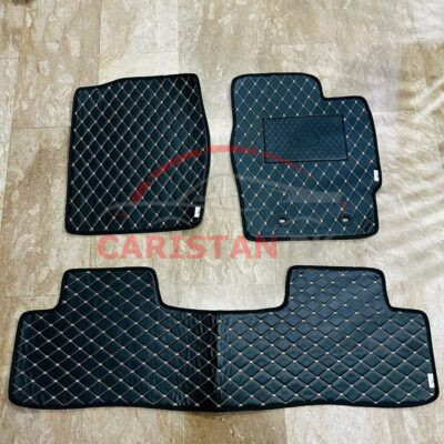 Daihatsu Mira Flat Style 7D Floor Mats Black With Beige Stitch 2017-23 2