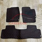 Daihatsu Mira Flat Style 7D Floor Mats Black With Red Stitch 2017-23 2
