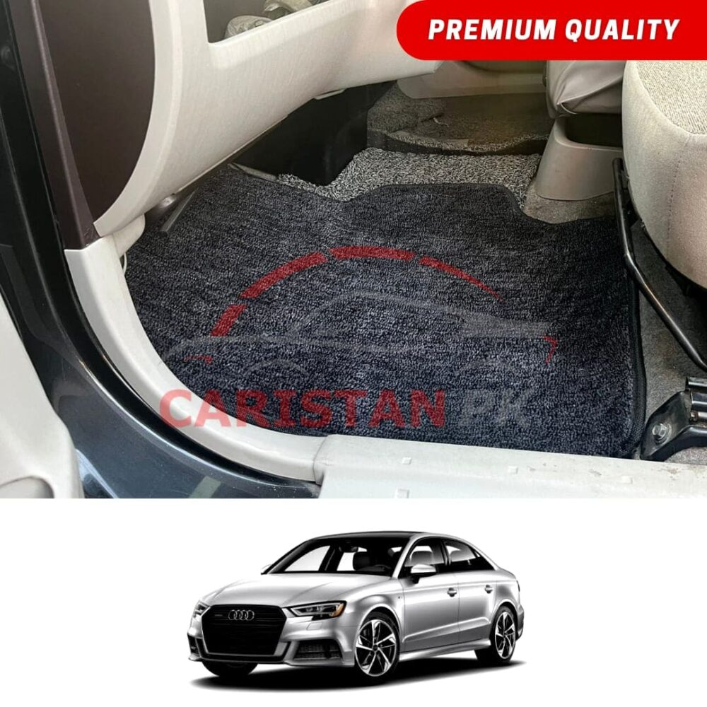 Audi A3 Premium Carpet Floor Mats Black Grey 2014-19 Audi A3 Premium Carpet Floor Mats Black Grey 2014-19