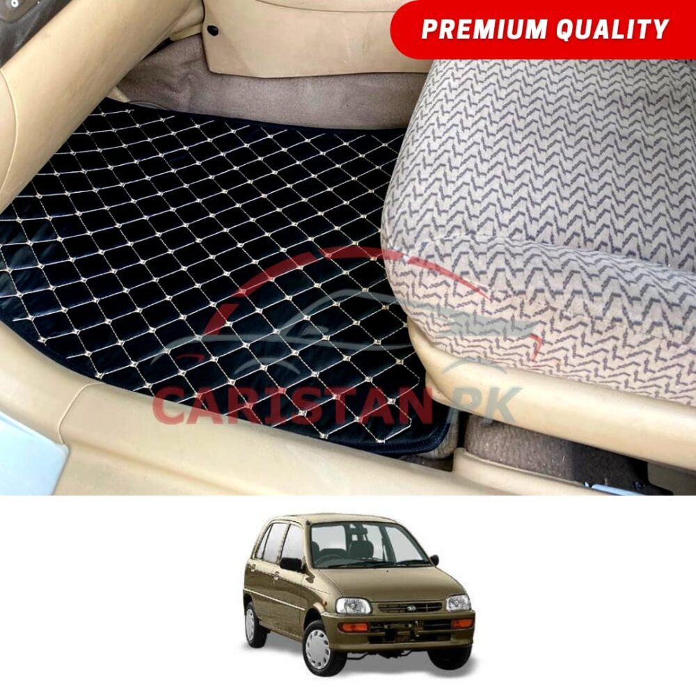 Daihatsu Cuore Flat Style 7D Floor Mats Black With Beige Stitch Daihatsu Cuore Flat Style 7D Floor Mats Black With Beige Stitch