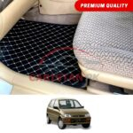 Daihatsu Cuore Flat Style 7D Floor Mats Black With Beige Stitch