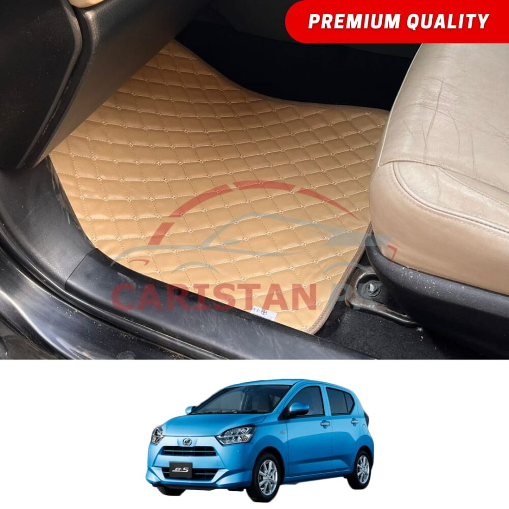 Daihatsu Mira Flat Style 7D Floor Mats Beige Stitch 2017-23