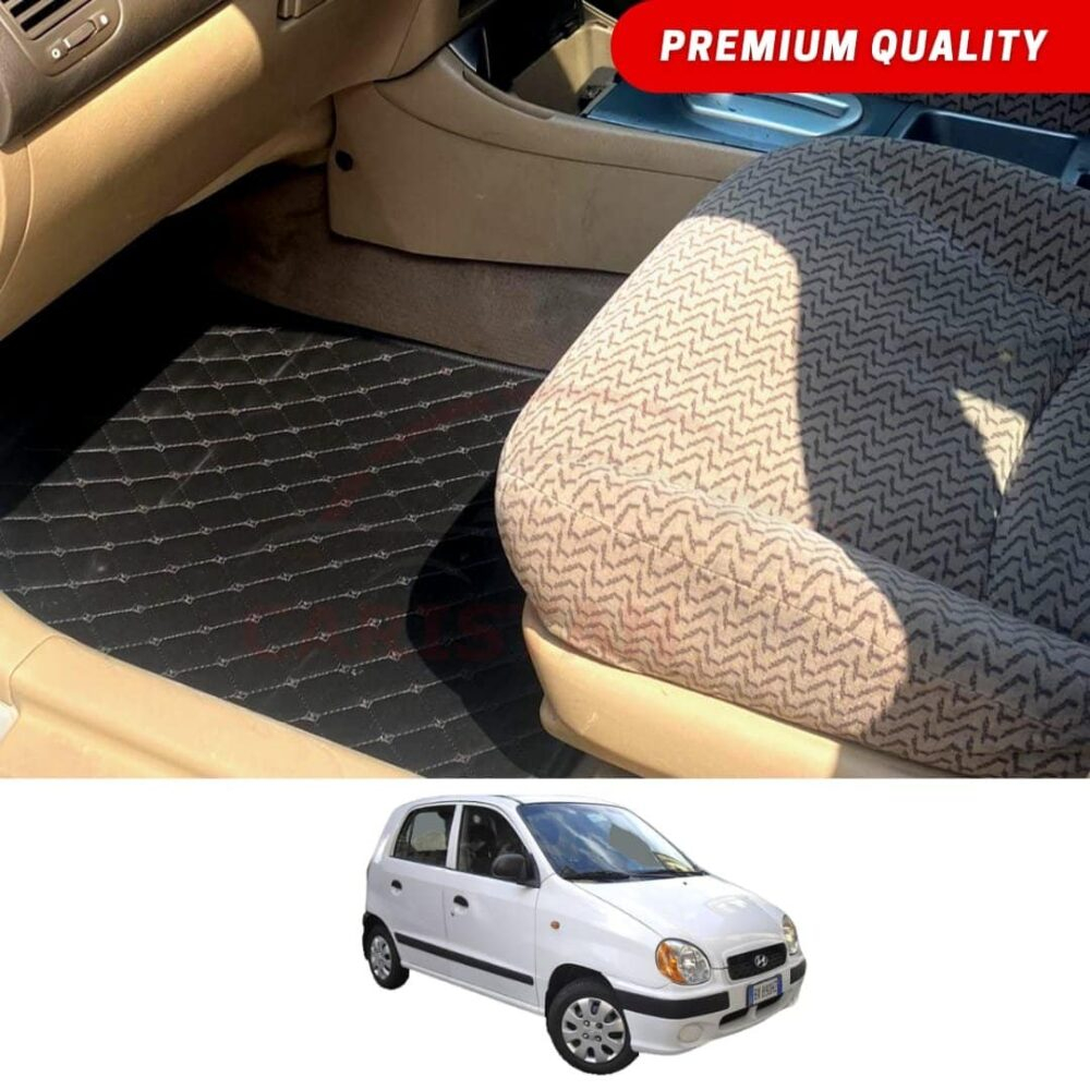 Hyundai Santro Flat Style 7D Floor Mats Black