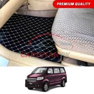 Suzuki APV Flat Style 7D Floor Mats Black With Beige Stitch