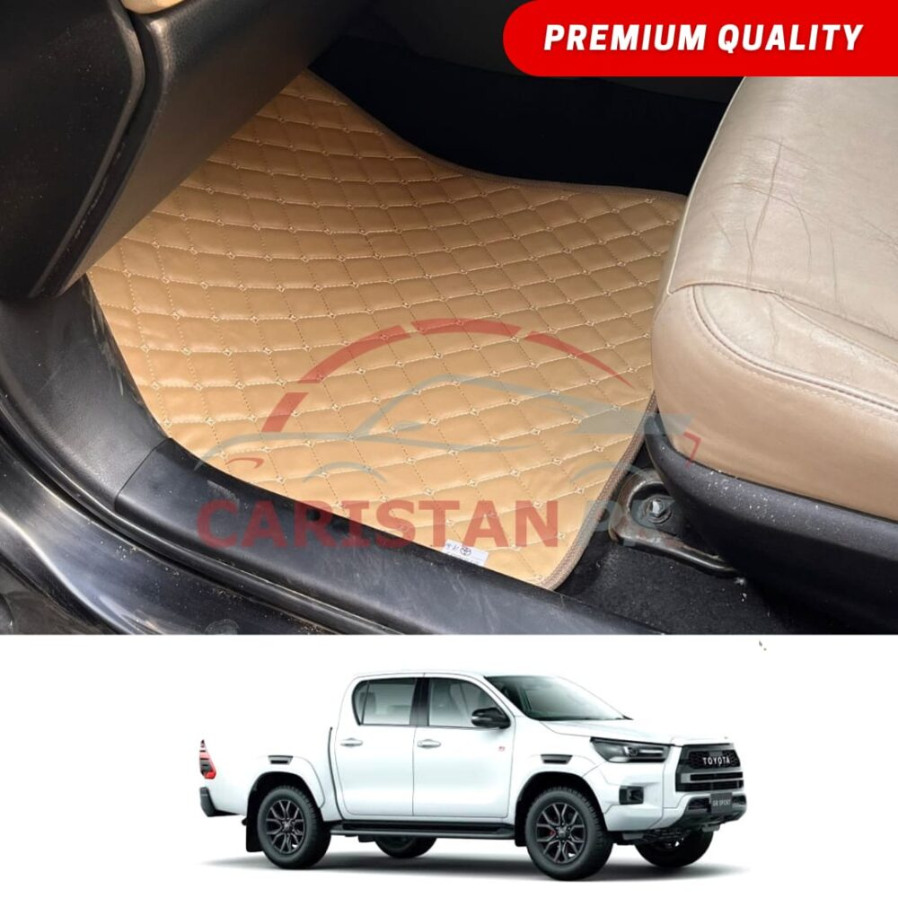 Toyota Hilux Revo Rocco Flat Style 7D Floor Mats Beige Stitch