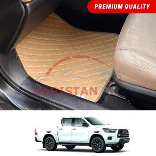 Toyota Hilux Revo Rocco Flat Style 7D Floor Mats Beige Stitch