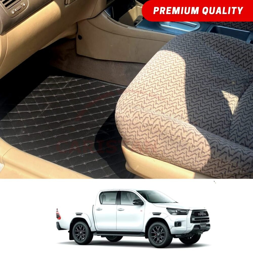 Toyota Hilux Revo Rocco Flat Style 7D Floor Mats Black