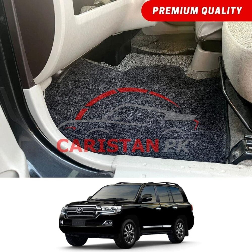 Toyota Land Cruiser Premium Carpet Floor Mats Black Grey 2016-21