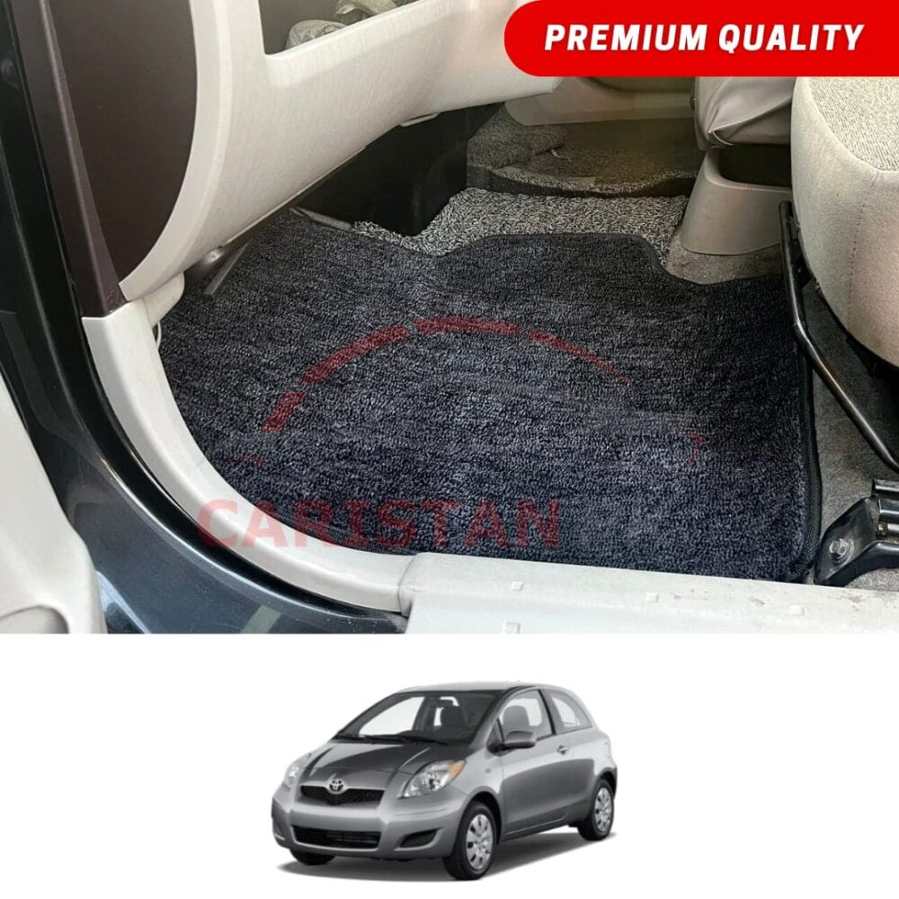 Toyota Vitz Premium Carpet Floor Mats Black Grey 2006-10