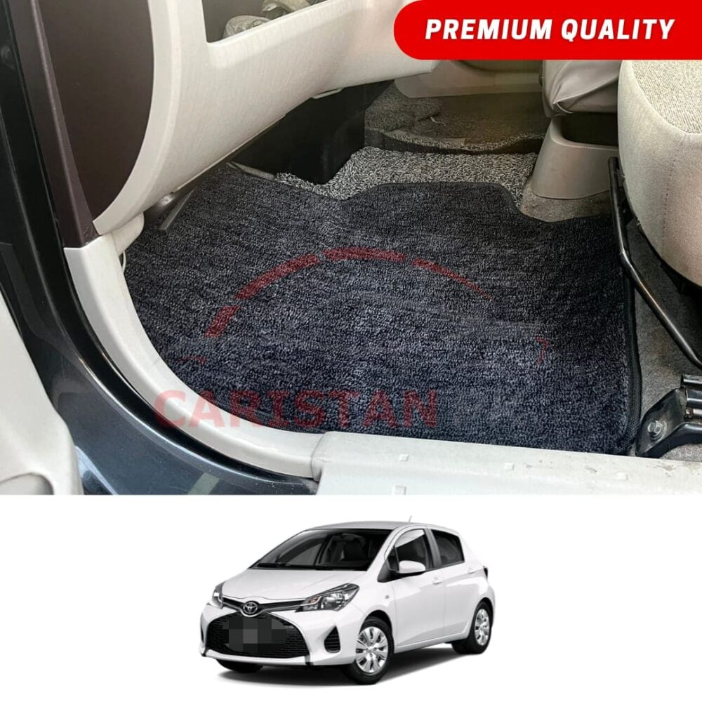 Toyota Vitz Premium Carpet Floor Mats Black Grey 2017-2023