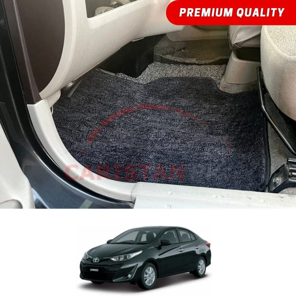 Toyota Yaris Premium Carpet Floor Mats Black Grey