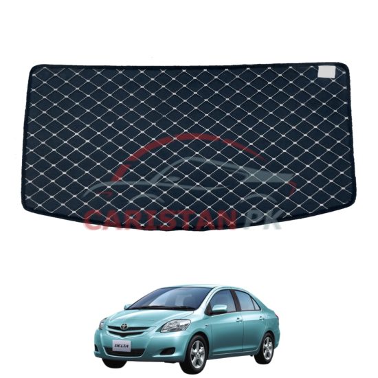 Toyota Belta 7D Trunk Protection Mat Black With Beige Stitch 2006-15