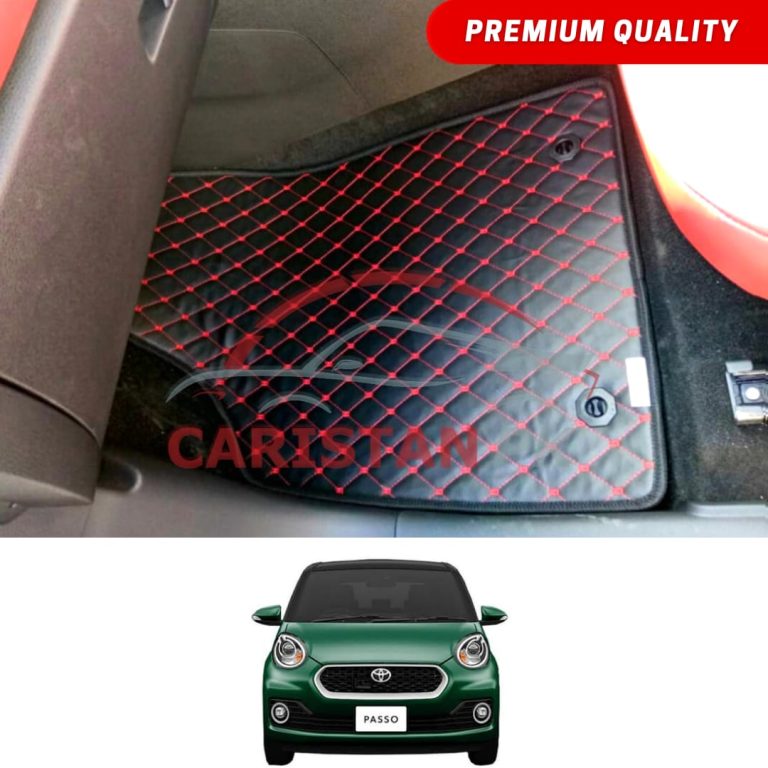Toyota Passo Flat Style 7D Floor Mats Black With Red Stitch 2017-23