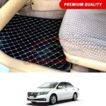 Toyota Premio Flat Style 7D Floor Mats Black With Beige Stitch 2016-20 Model