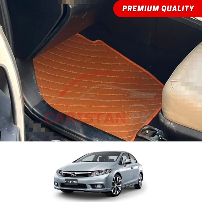 Honda Civic Flat Style 7D Floor Mats Royal Orange 2012-15