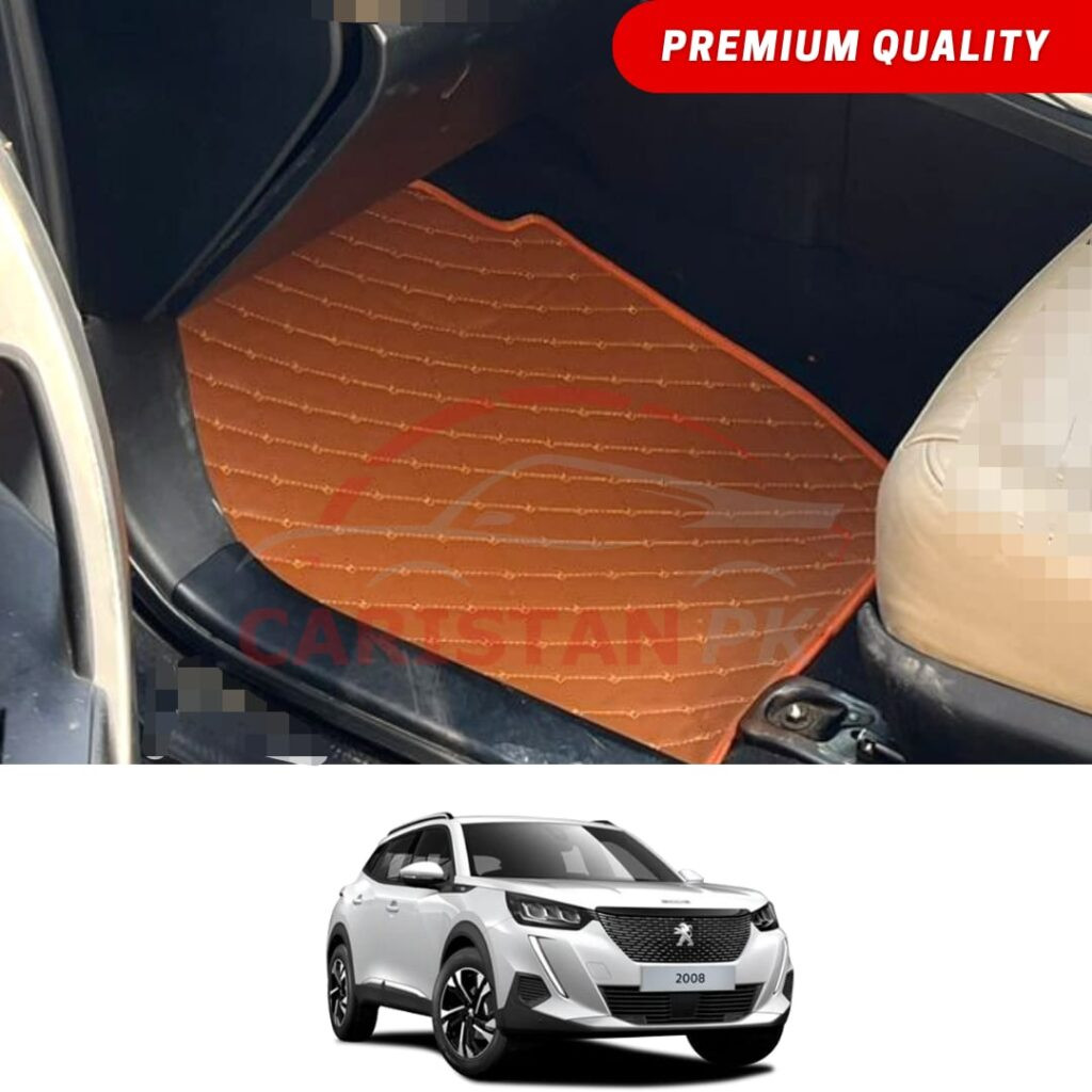 Peugeot 2008 Allure Flat Style 7D Floor Mats Royal Orange Peugeot 2008 Allure Flat Style 7D Floor Mats Royal Orange