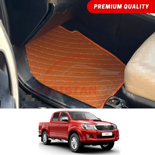 Toyota Hilux Vigo Flat Style 7D Floor Mats Royal Orange