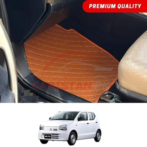 Suzuki Alto Flat Style 7D Floor Mats Royal Orange 2017-24
