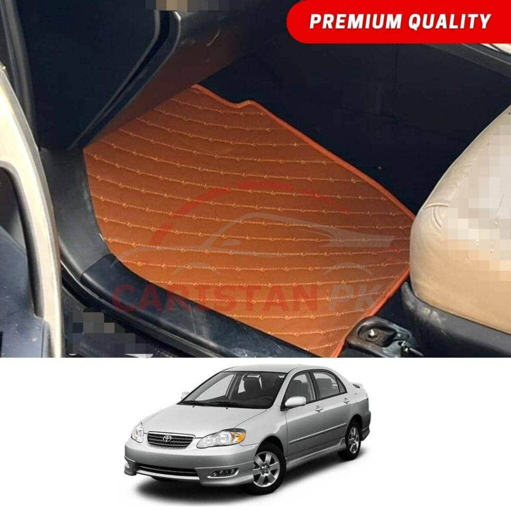 Toyota Corolla Flat Style 7D Floor Mats Royal Orange 2002-08