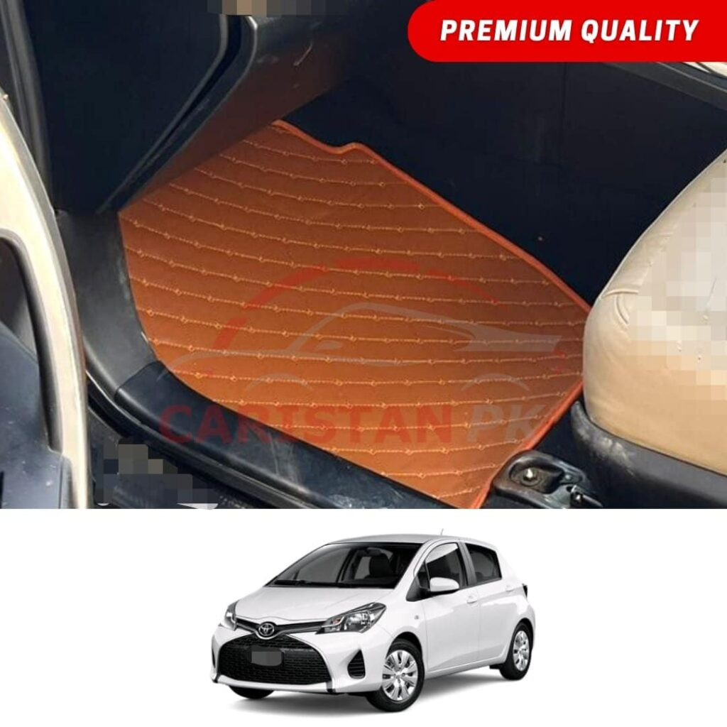 Toyota Vitz Flat Style 7D Floor Mats Royal Orange 2017-23