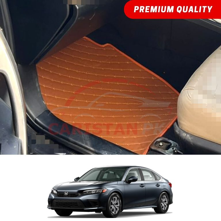 Honda Civic Flat Style 7D Floor Mats Royal Orange 2022 Model & Onwards