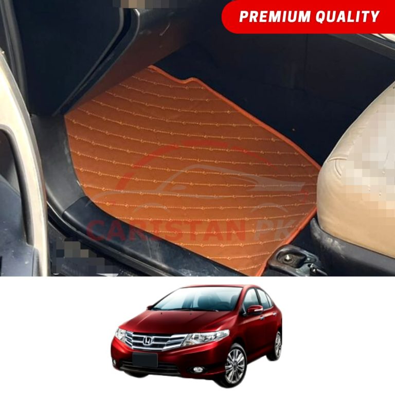 Honda City Flat Style 7D Floor Mats Royal Orange 2009-21