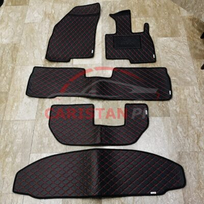 Chery Tiggo 4 Pro Flat Style 7D Floor Mats Black With Red Stitch 2
