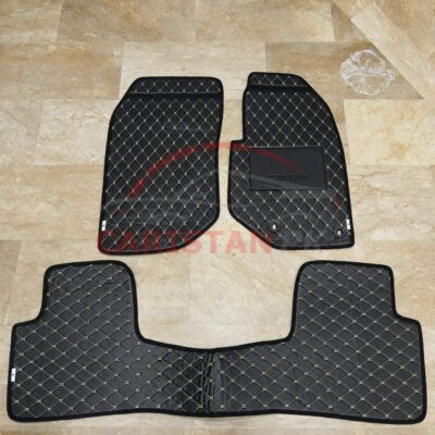 Peugeot 2008 Allure Flat Style 7D Floor Mats Black With Beige Stitch 2