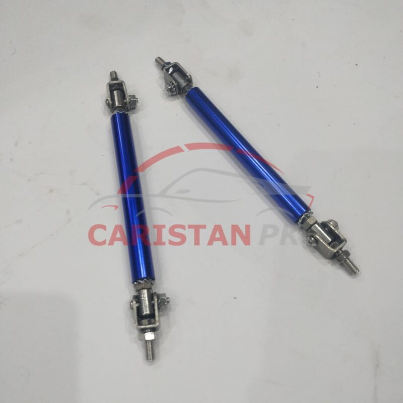 Adjustable Car Front Bumper Lip Splitter Canard Rod Support Bar Hook Blue 1