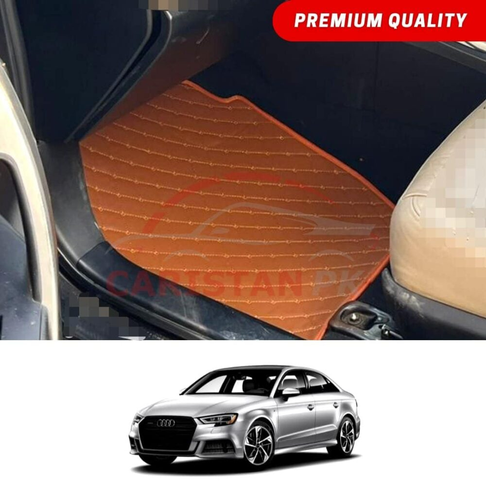 Audi A3 Flat Style 7D Floor Mats Royal Orange 2014-19