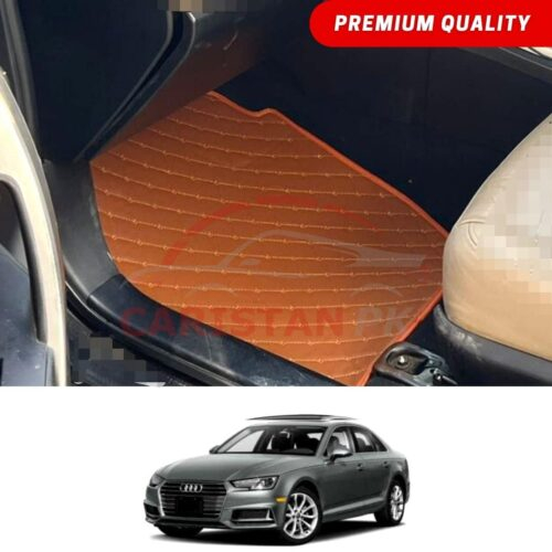 Audi A4 Flat Style 7D Floor Mats Royal Orange 2014-19