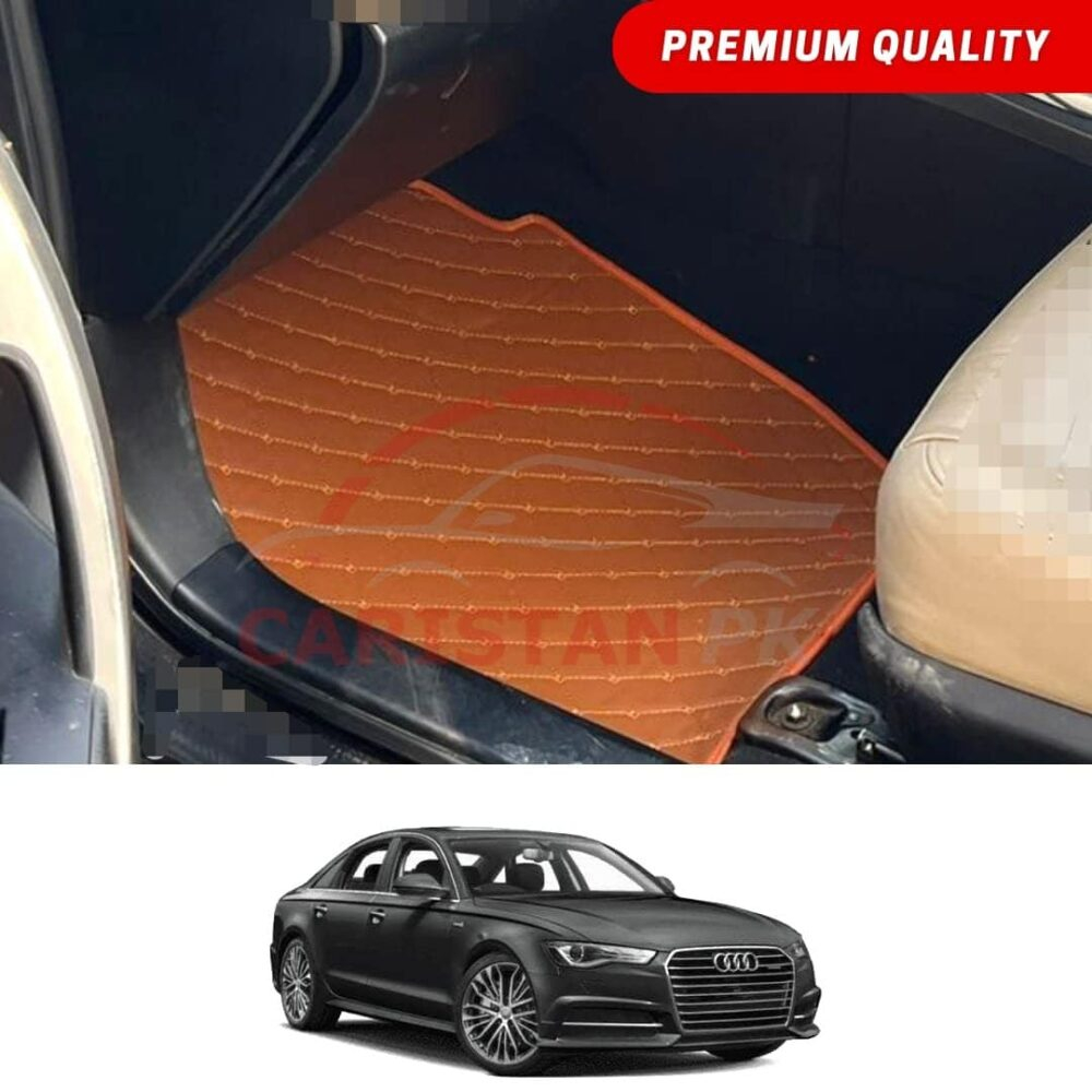 Audi A6 Flat Style 7D Floor Mats Royal Orange 2014-19