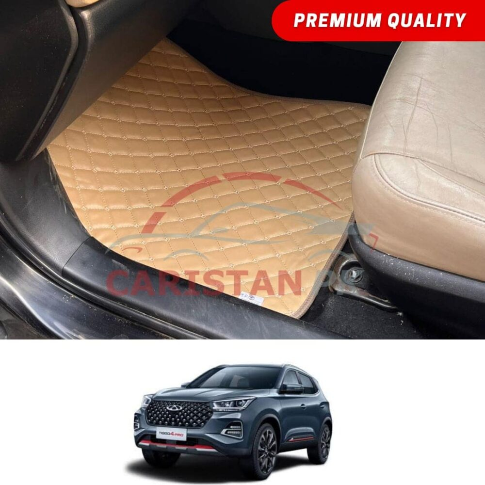 Chery Tiggo 4 Pro Flat Style 7D Floor Mats Beige Stitch