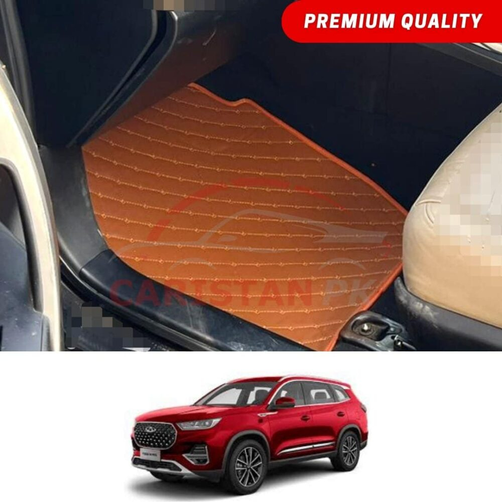 Chery Tiggo 8 Flat Style 7D Floor Mats Royal Orange