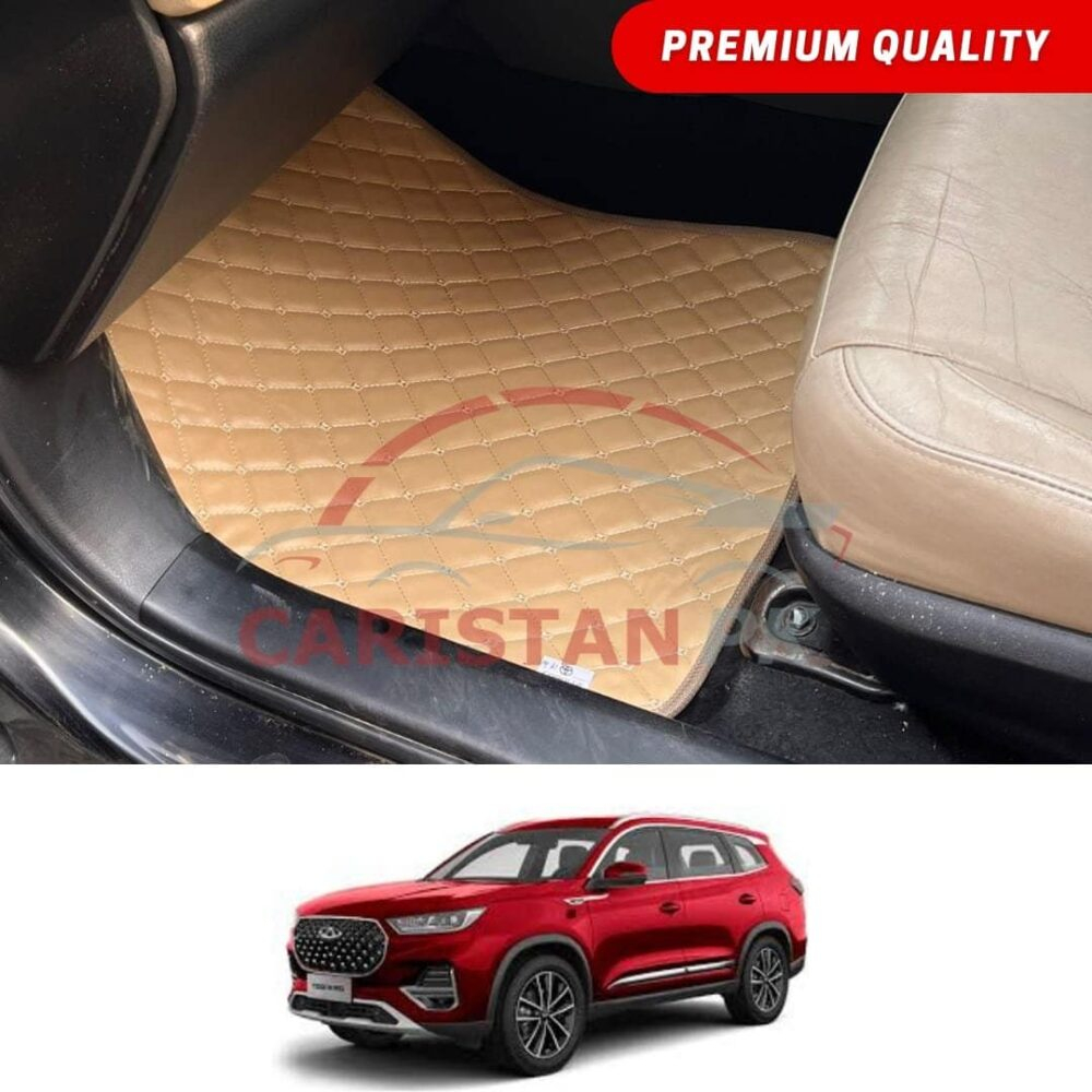Chery Tiggo 8 Pro Flat Style 7D Floor Mats Beige Stitch