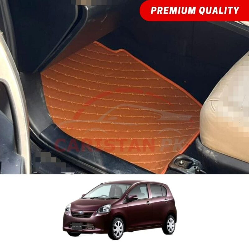 Daihatsu Mira Flat Style 7D Floor Mats Royal Orange 2012-16