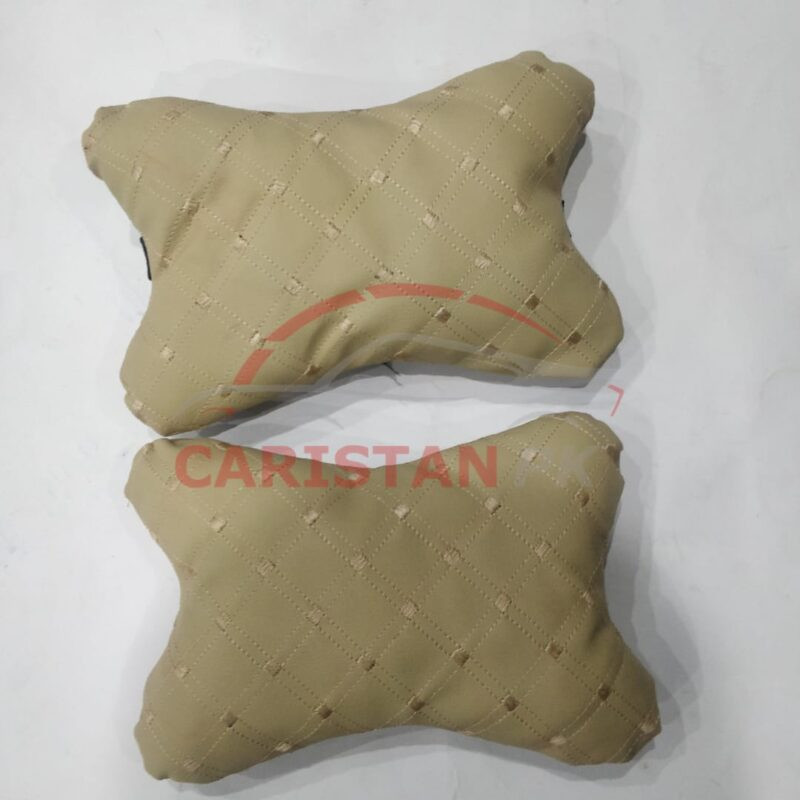 Full Beige Diamond Stitch Neck Rest Pillow 1