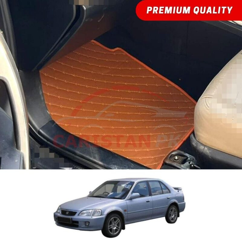 Honda City Flat Style 7D Floor Mats Royal Orange 1998-2003