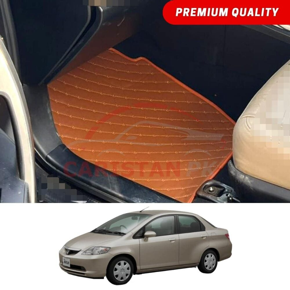 Honda City Flat Style 7D Floor Mats Royal Orange 2004-06