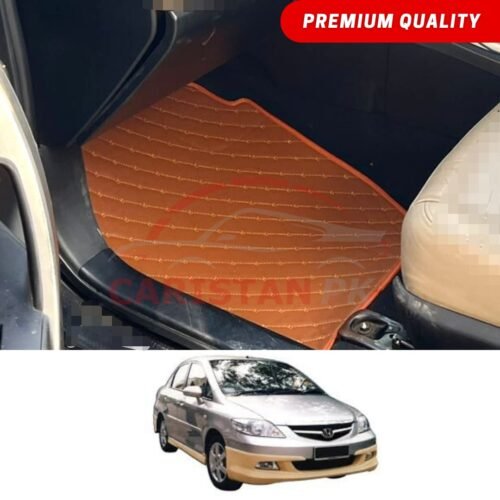 Honda City Flat Style 7D Floor Mats Royal Orange 2007-08