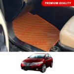 Honda City Flat Style 7D Floor Mats Royal Orange 2009-21